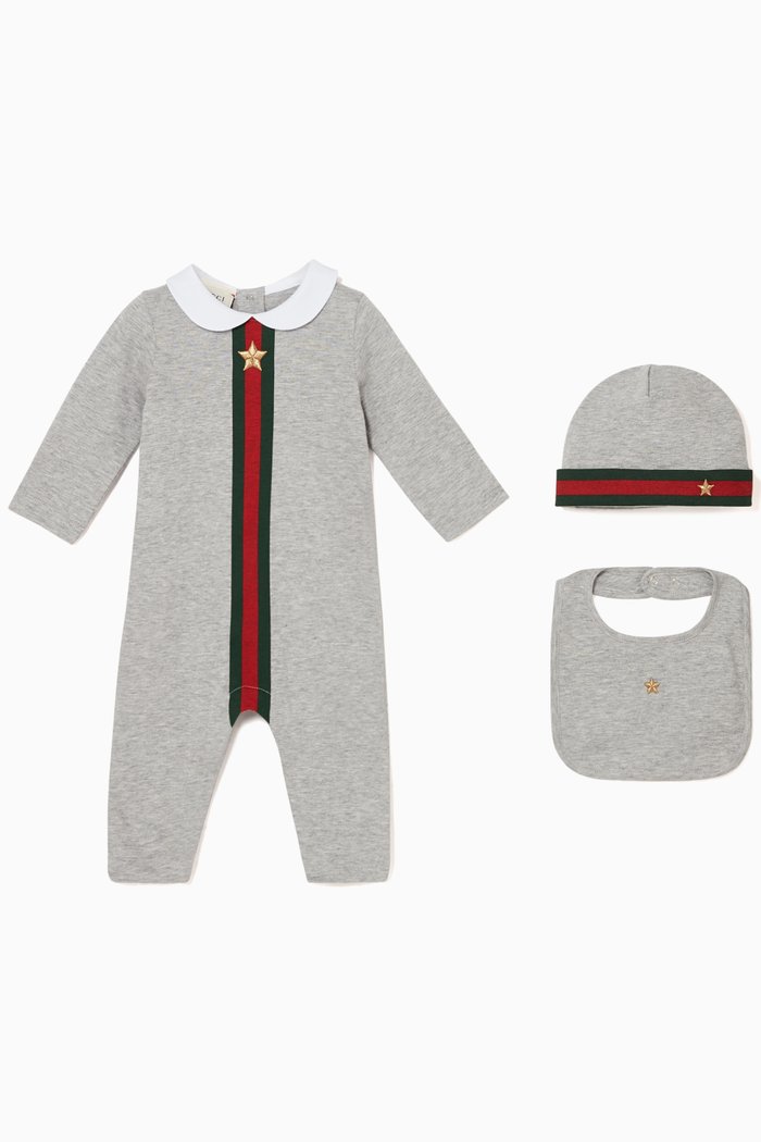 

Web Print Sleepsuit Gift Set, Grey