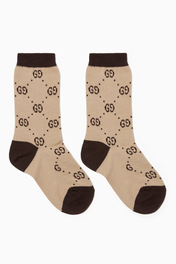GG Logo Cotton Socks, Neutral