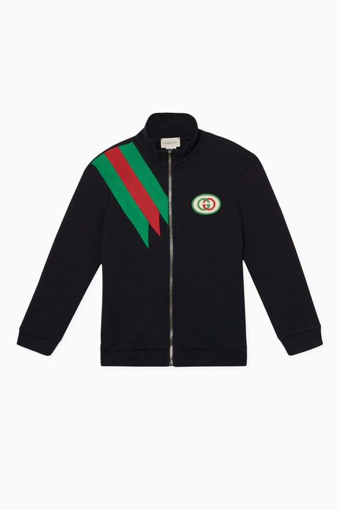 

Embroidered GG Logo Patch Sweatshirt, Blue