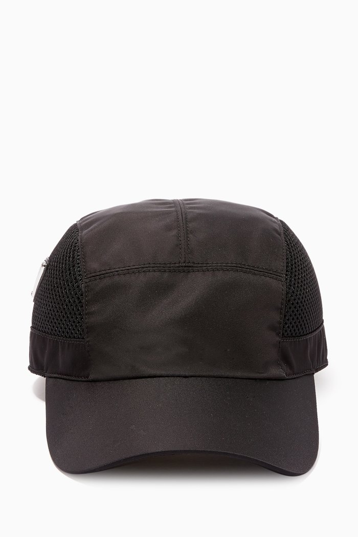 

Triangle Logo Nylon & Mesh Cap, Black