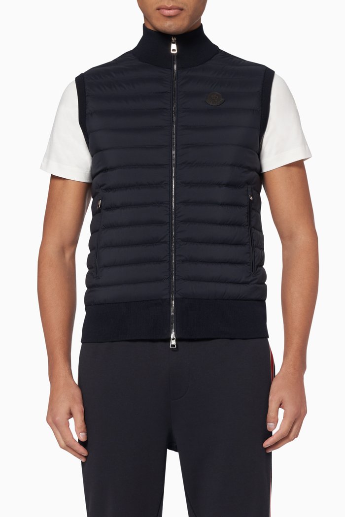 Nylon & Knit Down Gilet, Blue