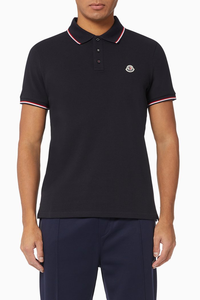 

Tipped Cotton Piqué Polo, Blue