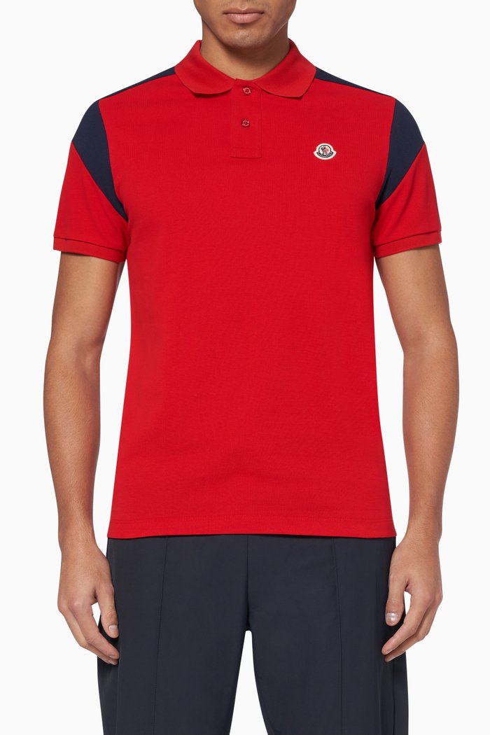 

Shoulder Contrast Polo T-Shirt, Red
