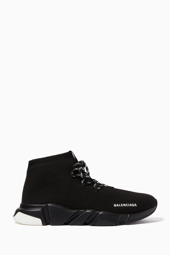 

Speed Technical Knit Lace-Up Sneakers, Black