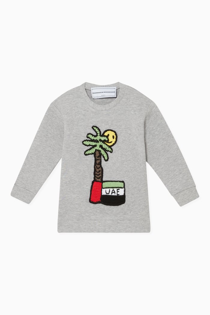 

Exclusive Palm Tree-Crochet Sweatshirt, Grey