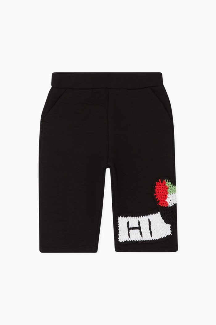 

Exclusive UAE Flag-Crochet Jersey Shorts, Black