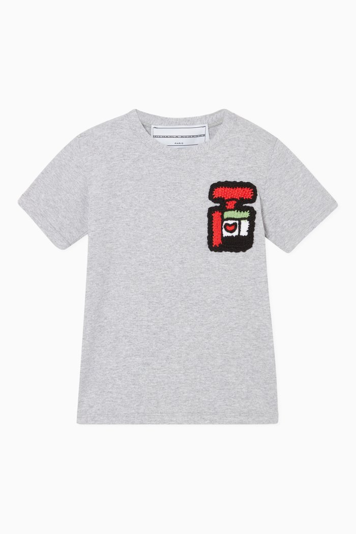 

Exclusive Perfume Bottle-Crochet T-Shirt, Grey