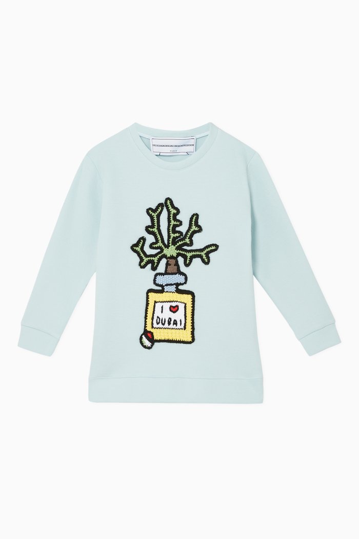 

Exclusive Perfume Bottle-Crochet Sweatshirt, Blue