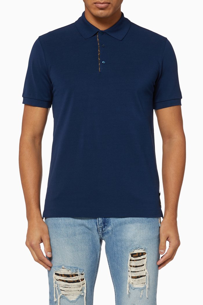 

FF Placket Piqué Polo Shirt, Blue