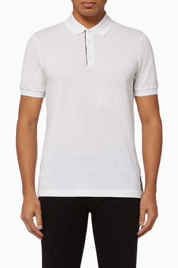 

FF Placket Piqué Polo Shirt, White