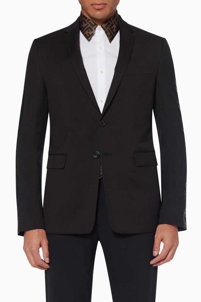 

FF Wool Slim-Fit Blazer, Black