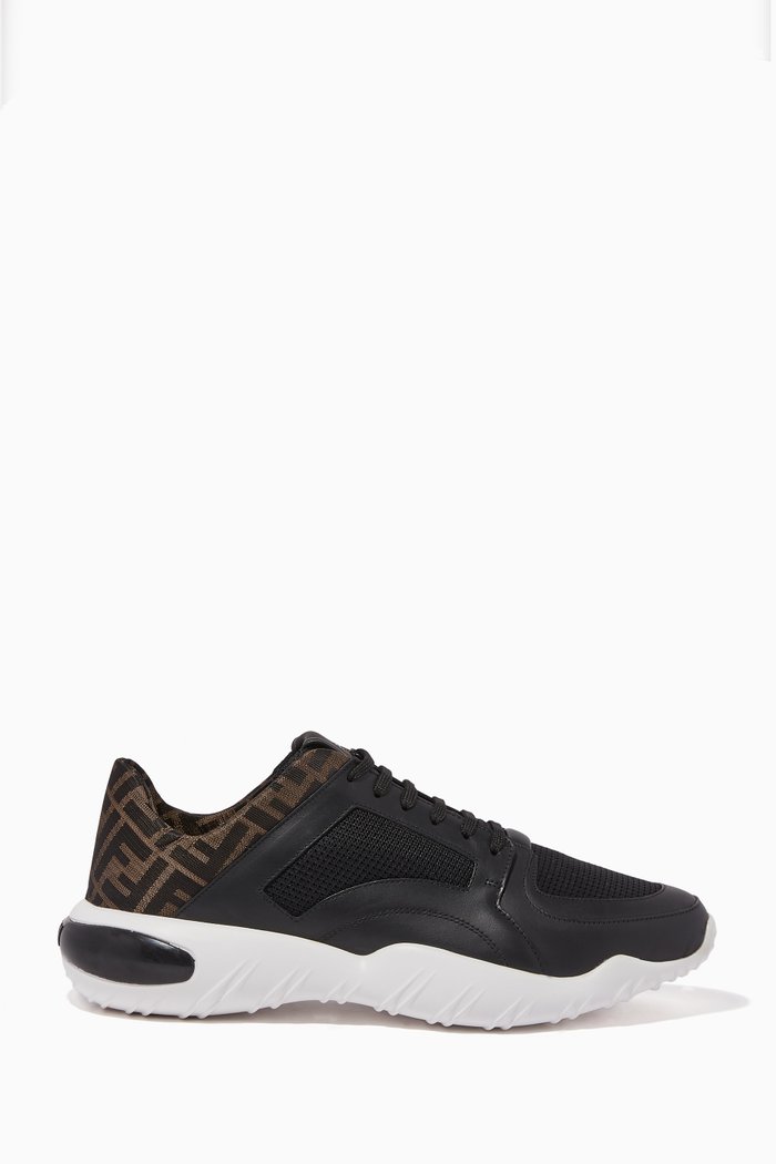 

FF Tech Mesh & Leather Sneakers, Black