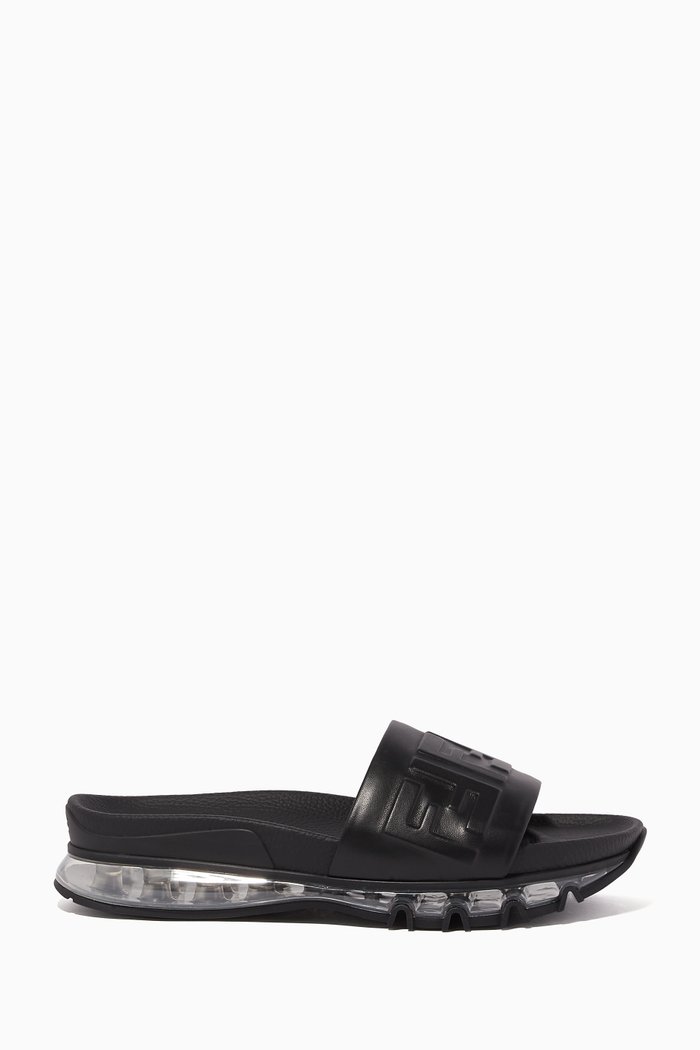 

FF Leather Air Bubble Slides, Black
