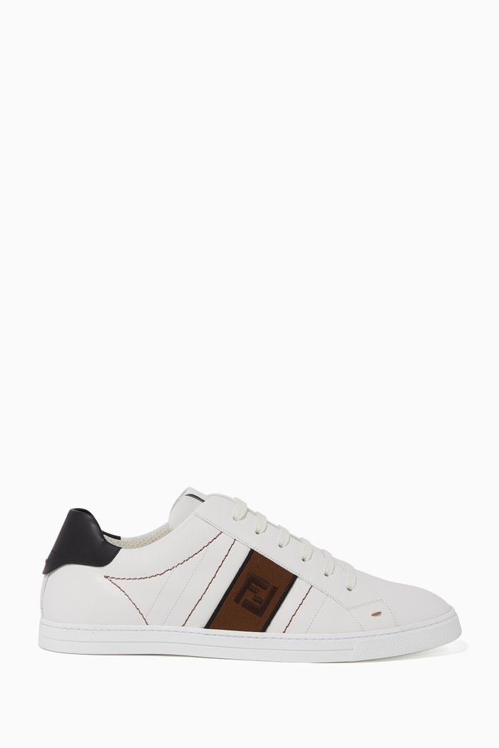 

FF Embroidery Leather Sneakers, White