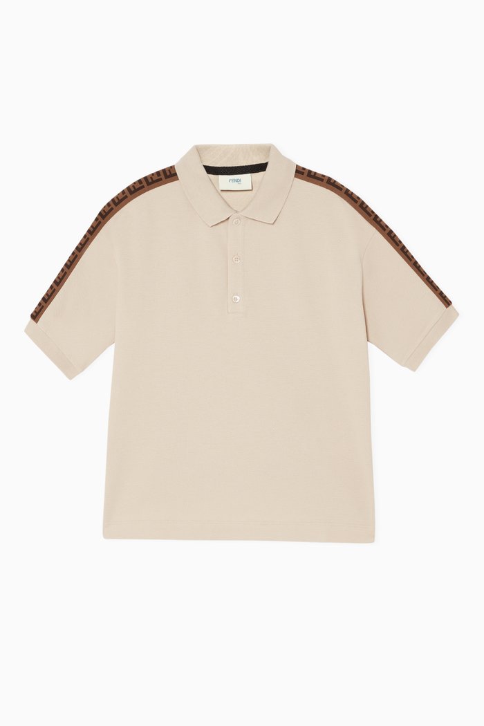 

Logo-Trim Cotton Polo Shirt, Neutral