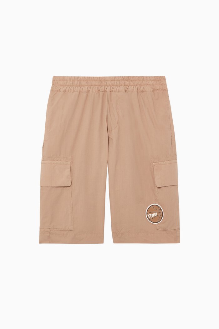 Basketball Appliqué Bermuda Shorts, Neutral