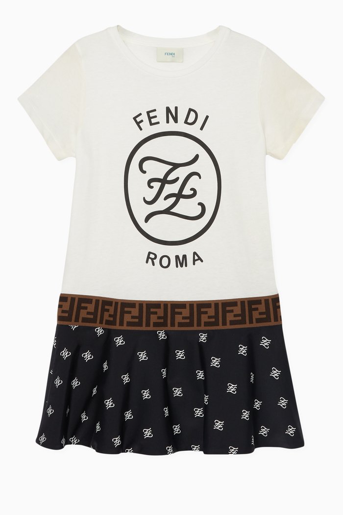 

Logo Print Dropped Waist Dress, Multicolour