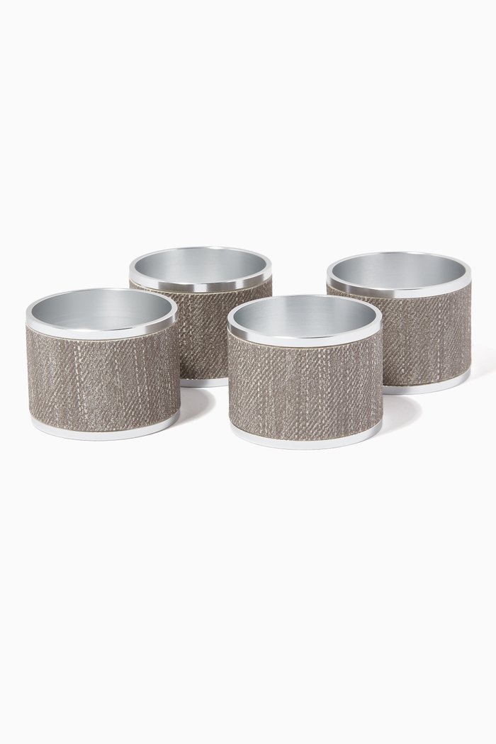 

Textured Napkin Rings, Set of Four, Grey
