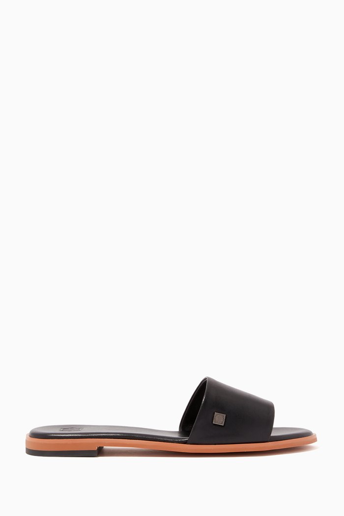 Gloria Leather Slippers, Black