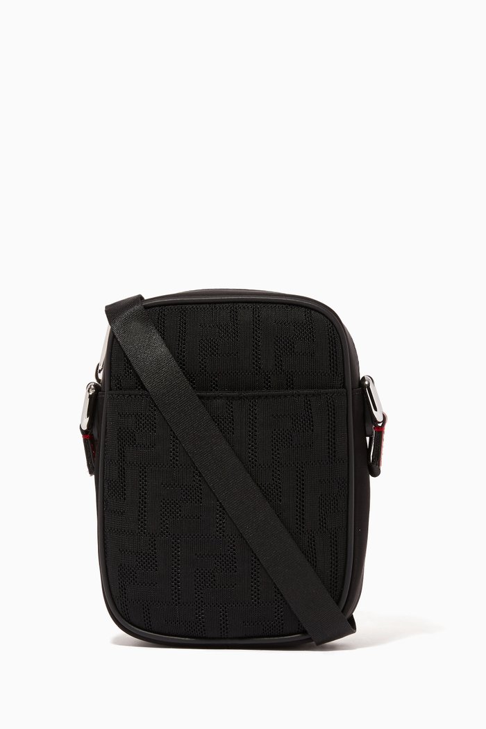 

Small FF Tech Fabric Cross-Body Bag, Black