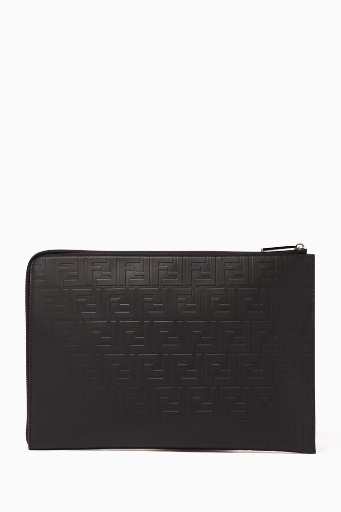 

Shaded FF Leather Document Holder, Black