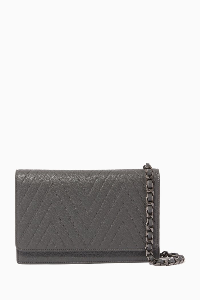 

Leather Wallet Shoulder Bag, Grey