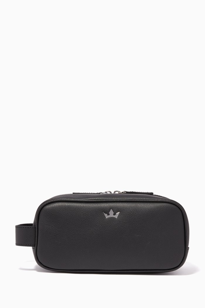 

Award Leather Wash Bag, Black