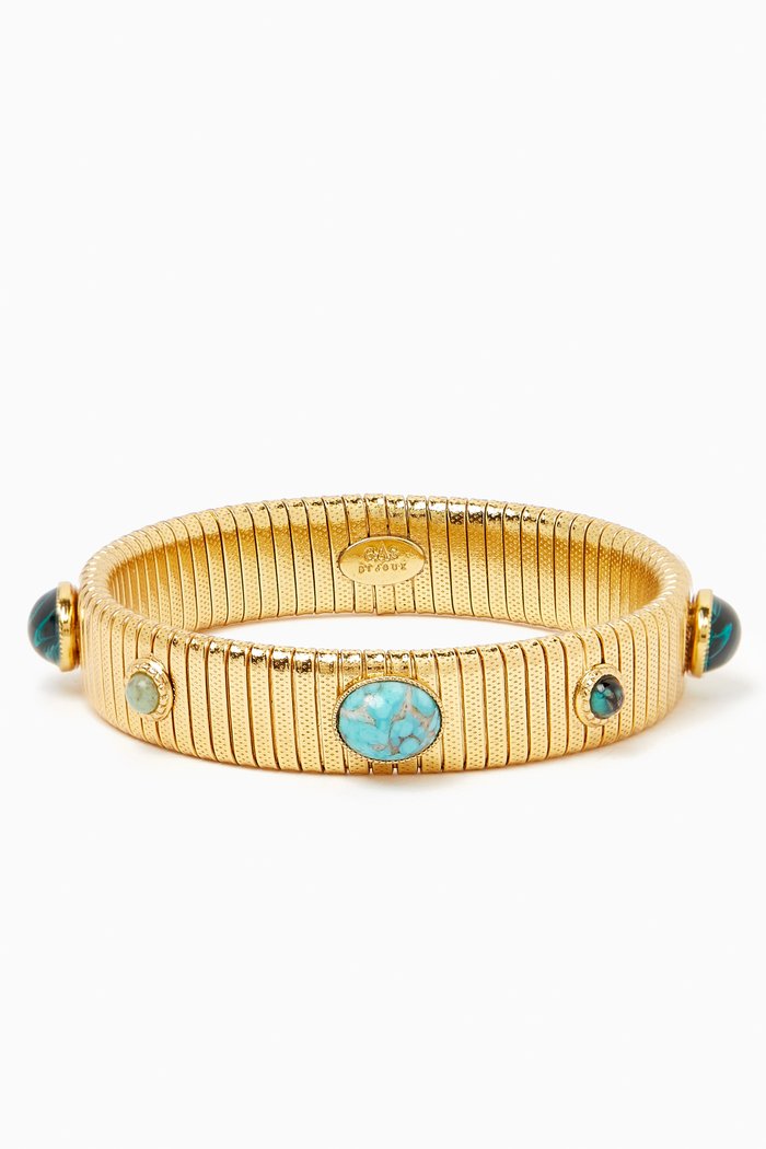 

Medium Strada Bracelet in 24kt Gold-plated Metal, Blue