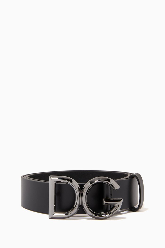 

Belt with DG Logo in Leather, Black