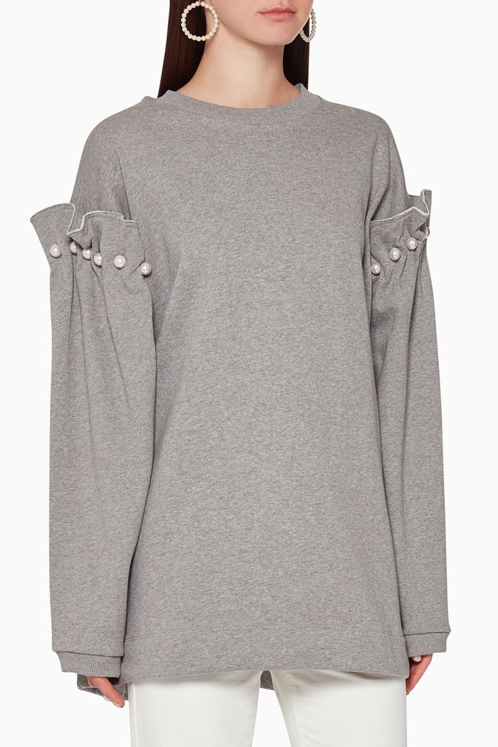 

Darby Pearl Embellished Sweatshirt, Grey