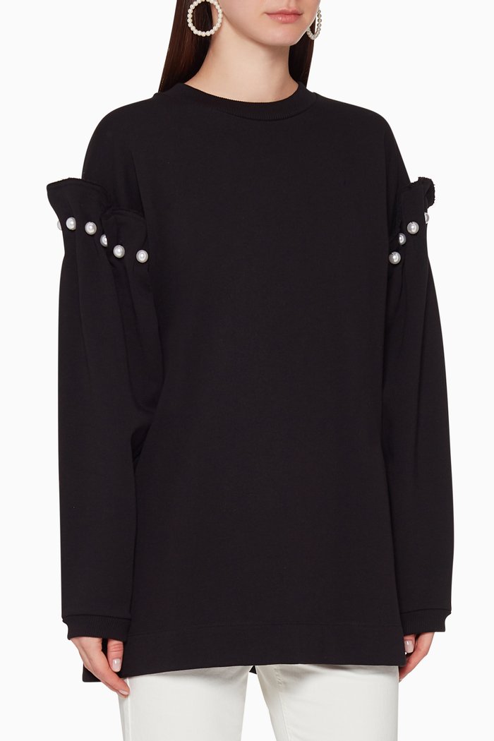 

Darby Pearl Embellished Sweatshirt, Black