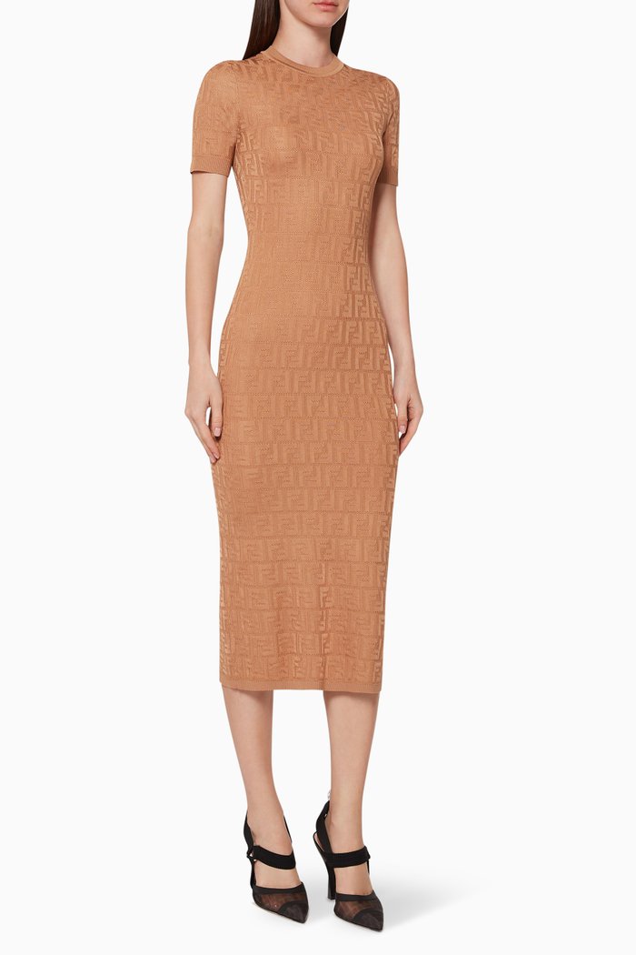 

FF Knit Midi Dress, Gold