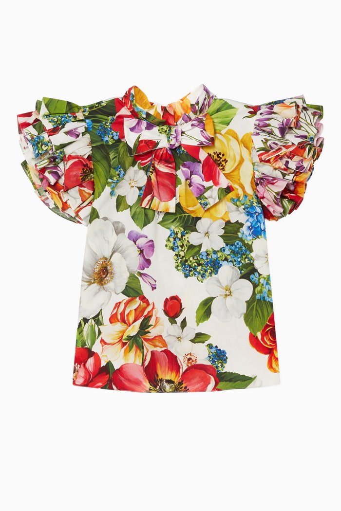 

Floral Cotton Poplin Top, White