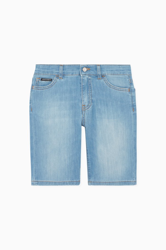 

Adjustable Denim Shorts, Blue