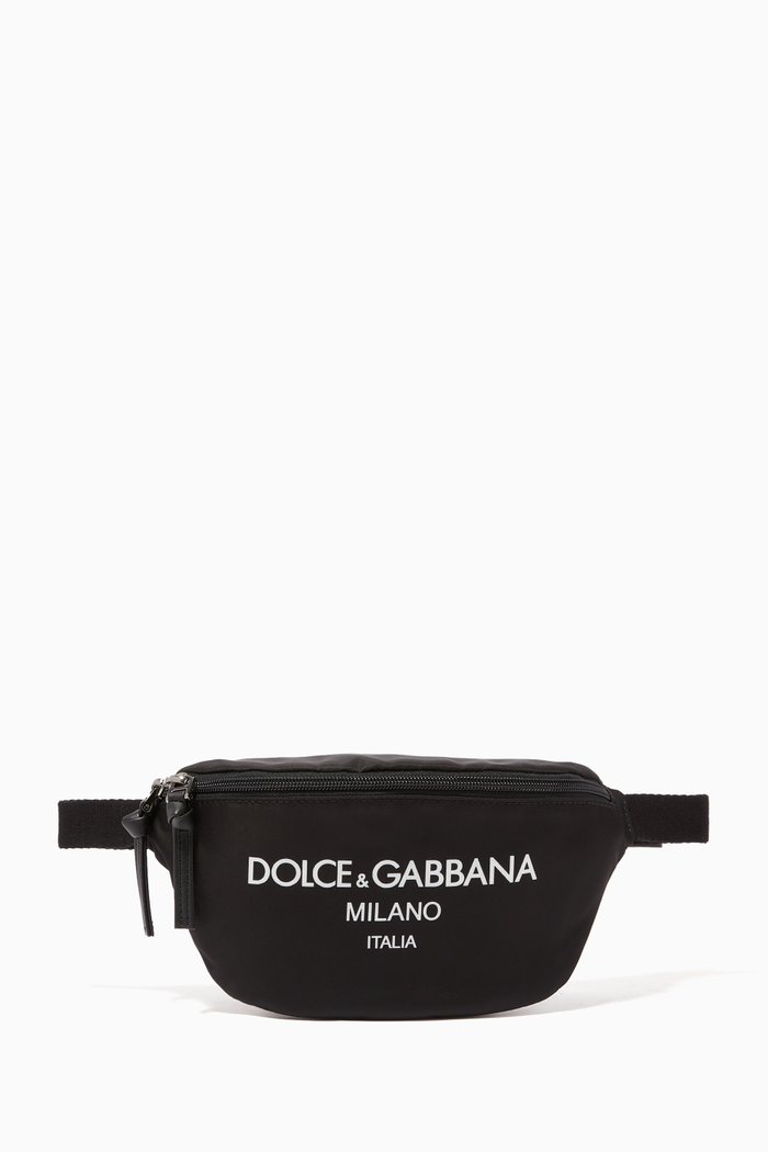 Logo Printed Belt Bag, Black