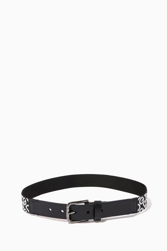 

DG Grosgrain & Leather Belt, Black