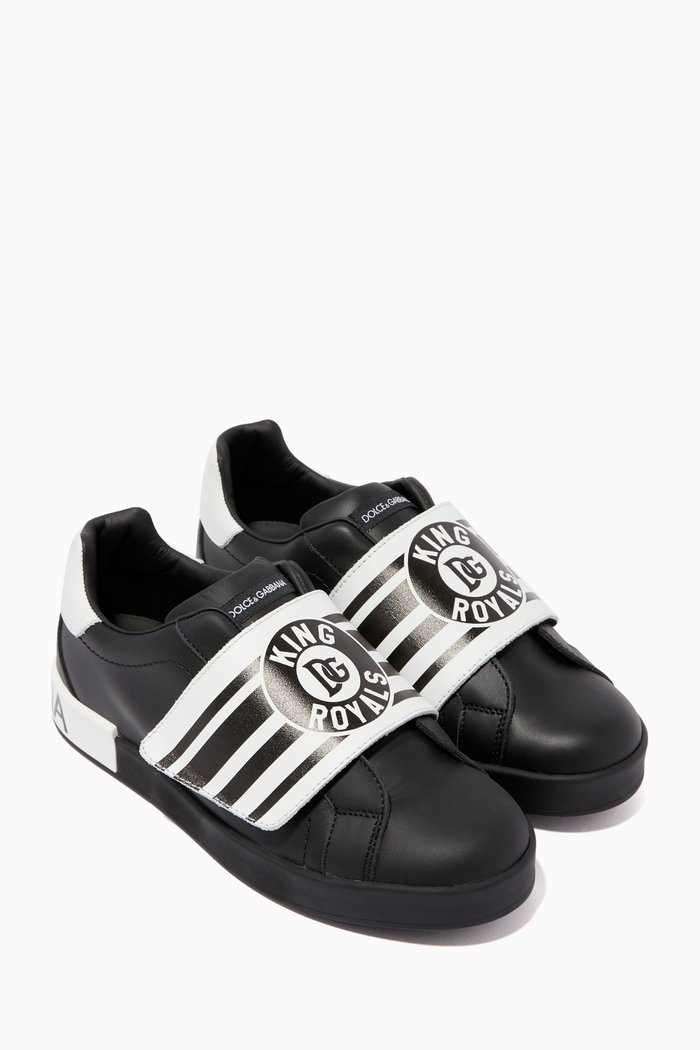 

DNA Logo Leather Sneakers, Black