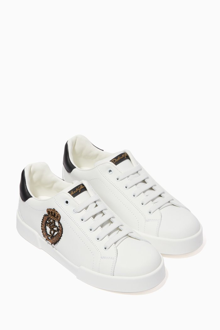 

DG Patch Leather Sneakers, White