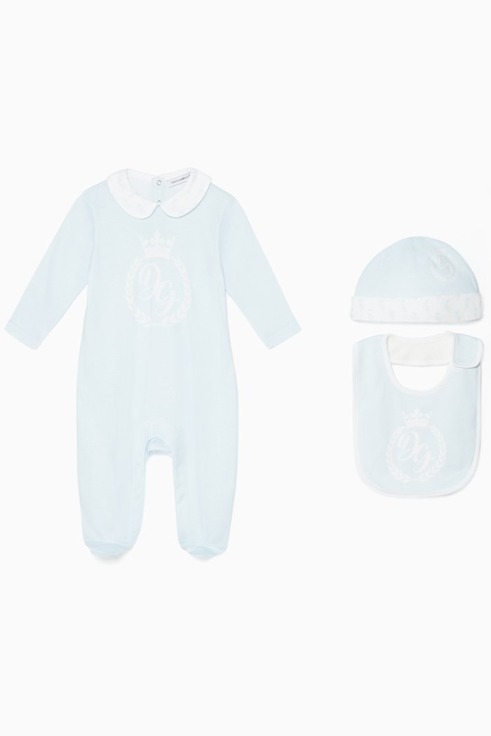 

Crown Logo-Print Bodysuit and Bib Gift Set, Blue