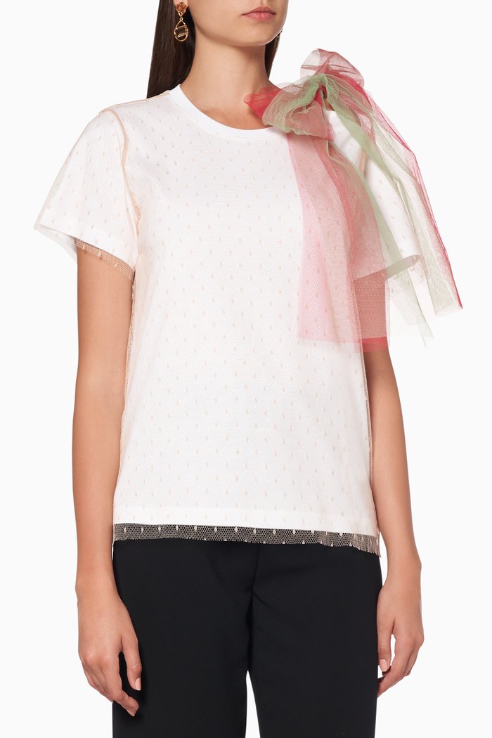 

Mesh Overlay T-Shirt, White