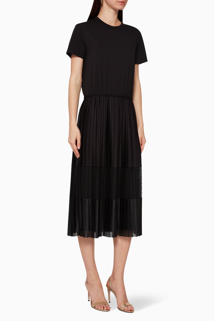 

Pleated Cotton Dress, Black
