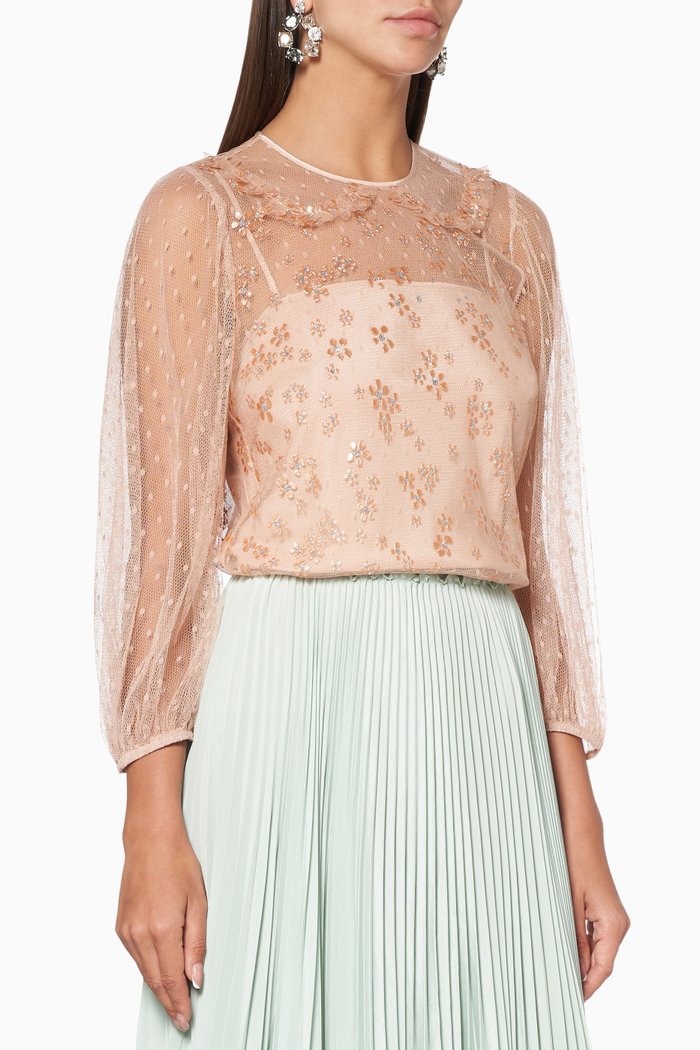 

Floral Tulle Top, Pink