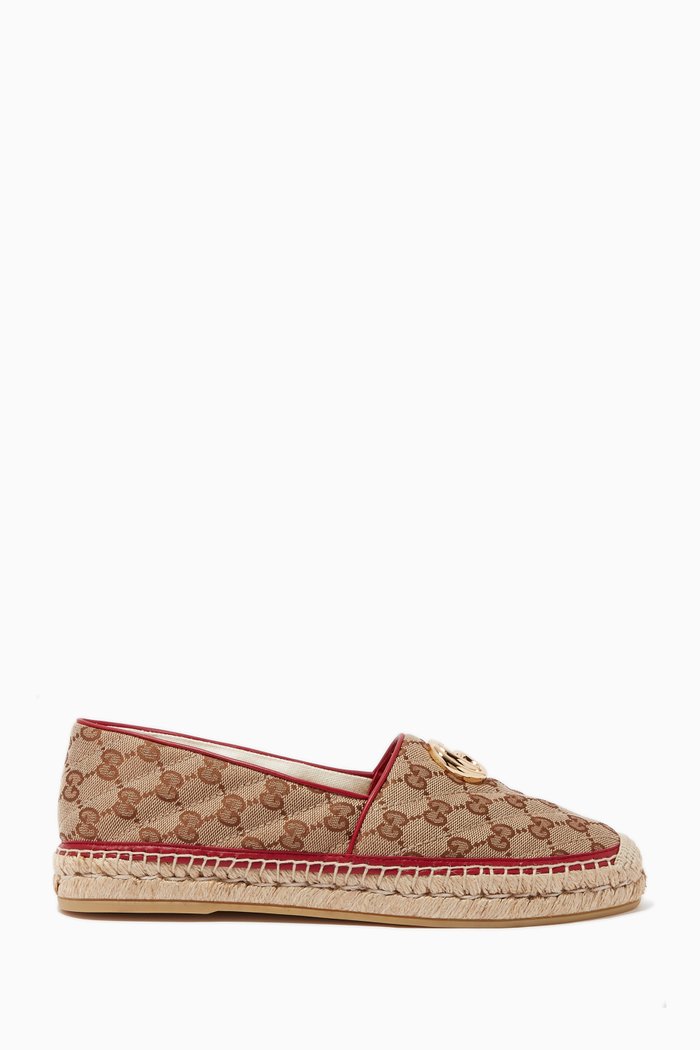 

GG Matelassé Canvas Espadrilles, Neutral