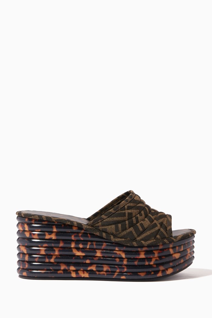 

FF Diagonal Jacquard Promenade Sandals, Brown