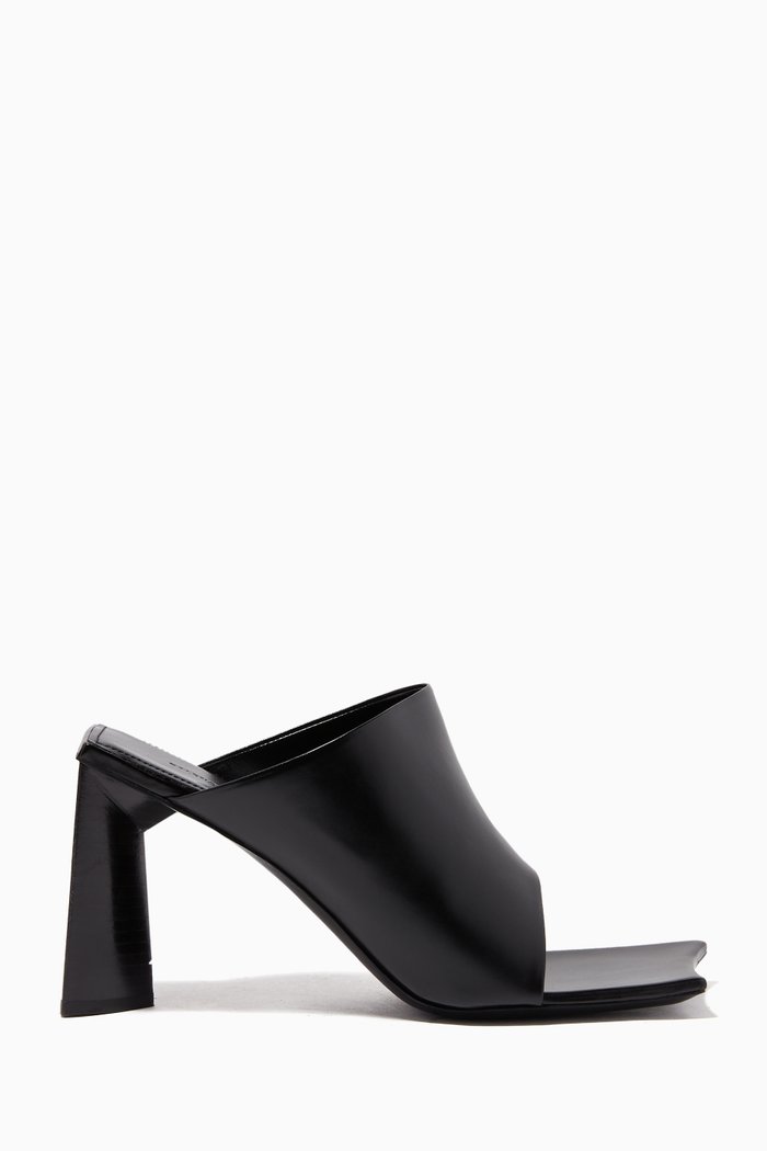 

Moon 90 Mule Sandals in Smooth Calfskin, Black
