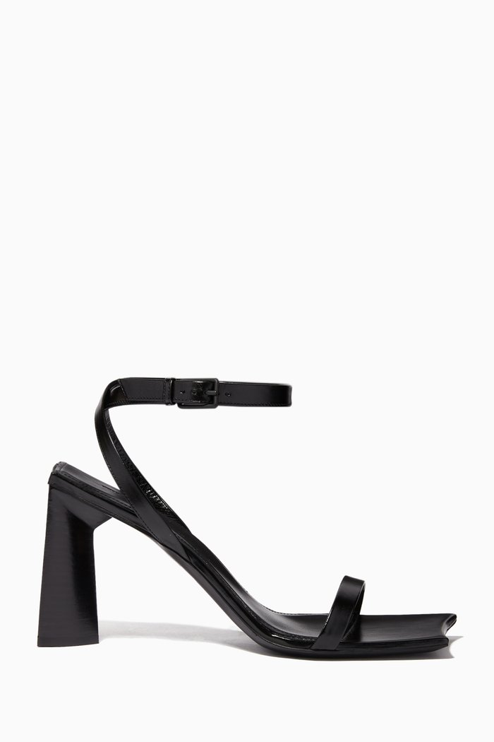 

Moon 90 Ankle Strap Sandals in Smooth Calfskin, Black