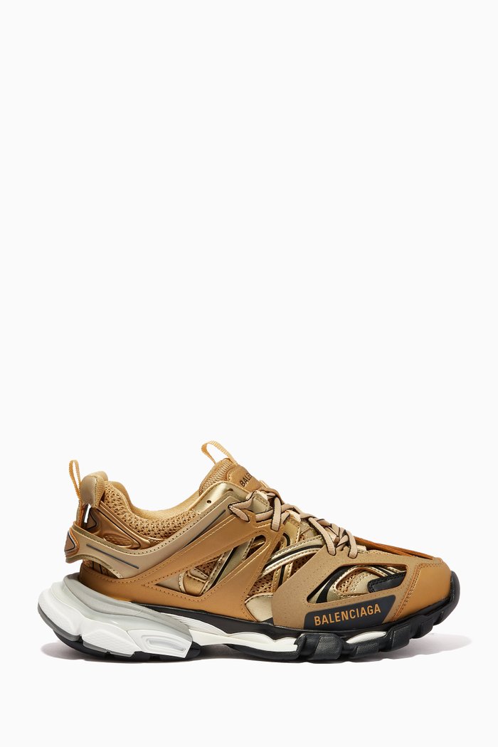 

Track Sneakers in Mesh & Metallic Nylon, Gold
