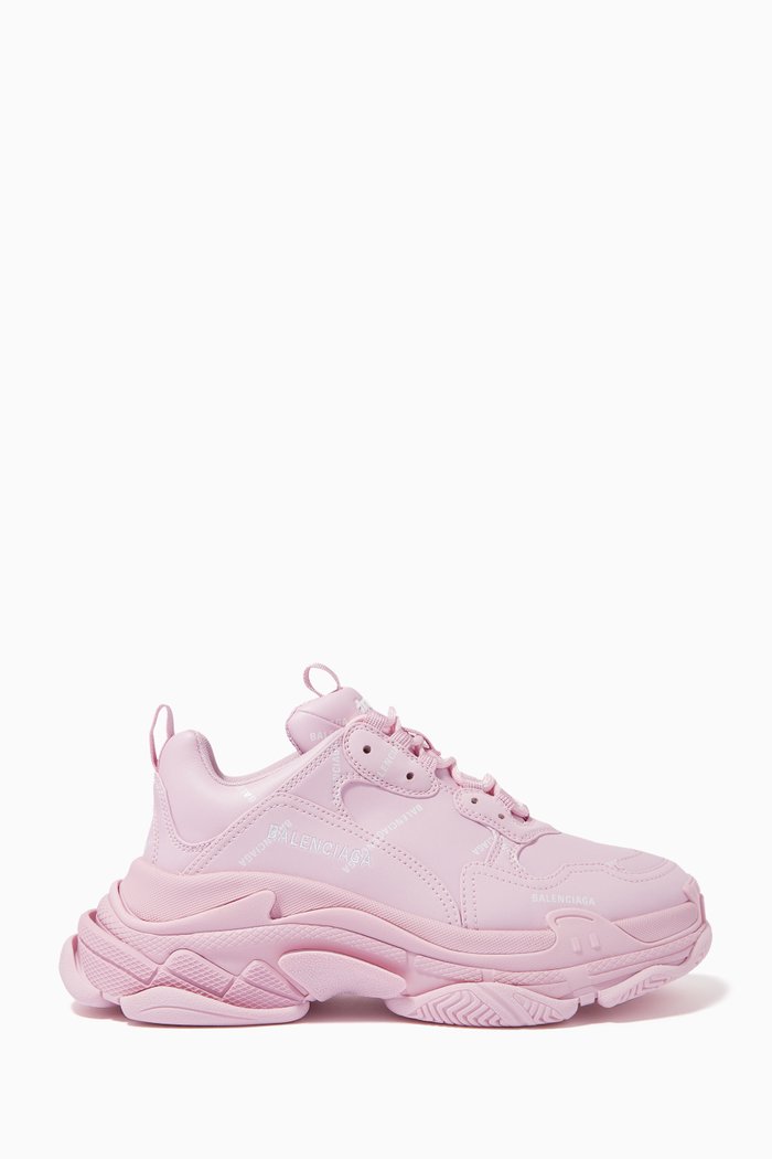 

Triple S Sneakers in All-over Logo Double Foam & Mesh, Pink