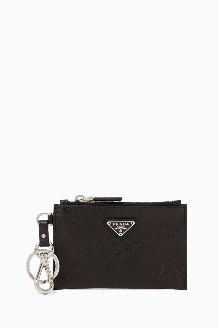 

Saffiano Leather Coin Zip Key Ring, Black