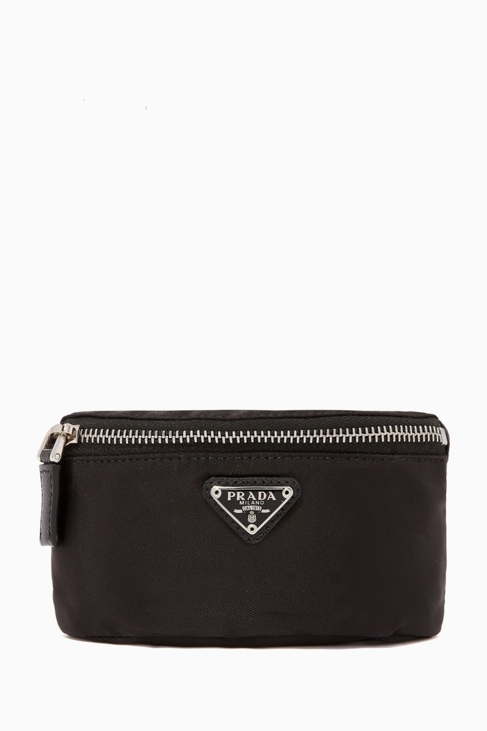 Nylon Triangle Wrist Bag, Black